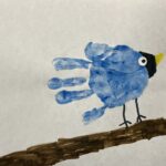 blue handprint bird